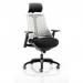 Flex Task Operator Chair Black Frame Black Fabric Seat With Headrest Moonstone White Back KC0104