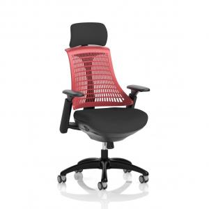 Flex Task Operator Chair Black Frame Black Fabric Seat With Headrest