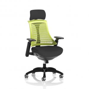Flex Task Operator Chair Black Frame Black Fabric Seat With Headrest