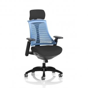 Flex Task Operator Chair Black Frame Black Fabric Seat With Headrest