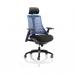 Flex Task Operator Chair Black Frame With Black Fabric Seat Blue Back With Arms With Headrest KC0108