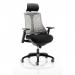 Flex Task Operator Chair Black Frame Black Fabric Seat With Headrest Grey Back KC0109