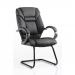 Galloway Cantilever Chair Black Leather With Arms KC0119