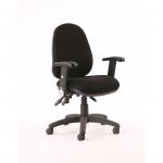 Luna III Lever Task Operator Chair Black With Height Adjustable And Folding Arms KC0144