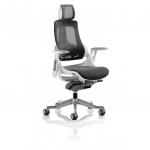 Zure White Shell With Headrest Charcoal Mesh KC0162