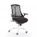 Flex Task Operator Chair White Frame Black Fabric Seat With Black Mesh Back With Arms KC0212