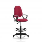 Eclipse I Lever Task Operator Chair Wine With Loop Arms With Hi Rise Draughtsman Kit KC0245