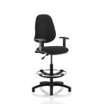 Eclipse I Lever Task Operator Chair Black With Height Adjustable Arms With Hi Rise Draughtsman Kit KC0246