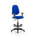 Eclipse I Lever Task Operator Chair Blue With Height Adjustable Arms With Hi Rise Draughtsman Kit KC0247