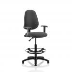 Eclipse I Lever Task Operator Chair Charcoal With Height Adjustable Arms With Hi Rise Draughtsman Kit KC0248