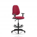 Eclipse I Lever Task Operator Chair Wine With Height Adjustable Arms With Hi Rise Draughtsman Kit KC0249