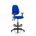 Eclipse II Lever Task Operator Chair Blue With Height Adjustable Arms With Hi Rise Draughtsman Kit KC0259