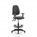 Eclipse Plus II Lever Task Operator Chair Charcoal With Height Adjustable Arms With High Rise Draughtsman Kit KC0260