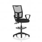 A picture of the Dynamic Draughtsmans Chairs Eclipse Plus II Lever Task Operator Chair Mesh Back with High Rise Draughtsman Kit and Loop Arms in black showcases a stylish and ergonomic chair for office use. The mesh back provides breathability while the high rise kit and loop arms offer comfort and support for extended periods of sitting.