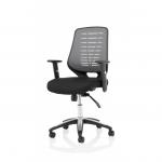 Relay Task Operator Chair Silver Back With Height Adjustable Arms Black Airmesh Seat KC0286