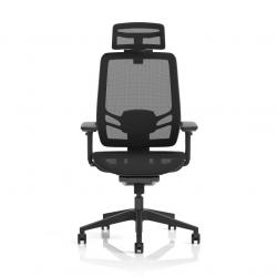 Ergo Twist Mesh Back Ergonomic Task Operator Office Chair With Height Adjustable Arms With Headrest Black Mesh Seat KC0299