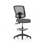 This photograph showcases a modern and versatile Dynamic Mesh Back Chairs Eclipse Plus II Lever Task Operator Chair Deluxe Mesh Back. With the addition of a High Rise Draughtsman Kit, this charcoal-colored chair is suitable for any professional setting. The mesh back offers comfort and support.