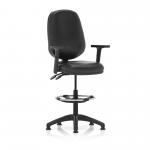 Eclipse Plus II Lever Task Operator Chair Black Bonded Leather With Height Adjustable Arms With High Rise Draughtsman Kit KC0426