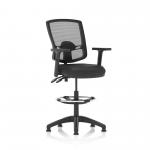 Eclipse Plus II Lever Task Operator Chair Deluxe Mesh Back With Black Bonded Leather Seat With Height Adjustable Arms With High Rise Draughtsman Kit KC0430