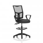 Eclipse Plus II Lever Task Operator Chair Mesh Back With Black Bonded Leather Seat With loop Arms With High Rise Draughtsman Kit KC0438