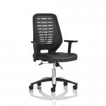 Relay Task Operator Chair Leather Seat Black Back With Height Adjustable Arms KC0443
