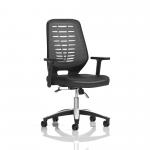 Relay Task Operator Chair Leather Seat Silver Back With Height Adjustable Arms KC0444