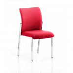 The photograph captures a visitor at Dynamic Visitors Academy, sitting on a bespoke coloured back and seat without arms. The bright bergamot cherry shade adds a playful touch to the overall appearance. The visitor exudes confidence and positivity as they engage in the learning environment.