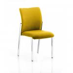 The photograph captures a dynamic visitor at the Academy, without arms, sitting on a bespoke designed seat in vibrant Senna Yellow, adding a pop of color to the space. The sleek backrest and seat provide comfort and style, making it a unique addition to any setting.