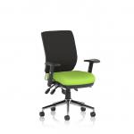 The Dynamic Posture Seating Chiro Medium Back With Height Adjustable Arms features a bespoke Myrrh Green seat and offers ergonomic support for improved posture. The arms can be adjusted to the perfect height for comfort.