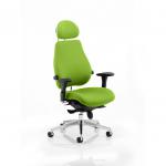 The picture shows a modern and stylish Dynamic Posture Seating Chiro Plus in a bespoke Myrrh Green color for both the back and seat. Its ultimate design offers superior comfort and support for all-day use.