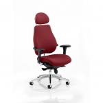 The picture shows a vibrant and ergonomic seating option called the Dynamic Posture Seating Chiro Plus. This bespoke piece features a unique colour combination of ginseng and chilli, adding character and energy to any space. Its custom back and seat provide ultimate comfort and support.