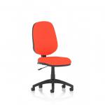 This photo shows the vibrant Tabasco Orange color of the Dynamic General Desk Chairs Eclipse Plus I Lever Task Operator Chair. The bespoke back and seat add a touch of customization to this sleek and modern office chair.