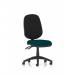 In the photo, a sleek and modern Dynamic General Desk Chair can be seen in a vibrant Maringa Teal color. It features an Eclipse Plus II lever for customizable adjustments and is perfect for use as a task or operator chair.