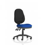 This picture showcases a sleek and modern Dynamic General Desk Chairs Eclipse Plus XL Lever Task Operator Chair. The bespoke colour seat in Stevia Blue adds a pop of color, while the ergonomic design and adjustable features make it a practical addition to any workspace.