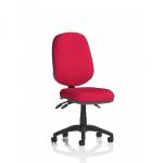 The photograph captures the sleek and modern design of the Dynamic General Desk Chairs Eclipse Plus III Lever Task Operator Chair. The bespoke color back and seat, in Bergamot Cherry, add a touch of elegance and sophistication to any workspace. This ergonomic chair is both functional and stylish, making it a great addition to any office setting.
