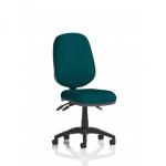 The image shows a modern and stylish Dynamic General Desk Chair, the Eclipse Plus III Lever Task Operator Chair. Its sleek design features a bespoke colour back and seat in a beautiful Maringa Teal hue, sure to add a pop of color to any workspace.