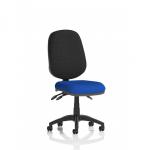 The image shows a sleek and modern desk chair, with a dynamic design and ergonomic features. The chair is highly customizable, with a bespoke color seat in a vibrant Stevia Blue. It also features the Eclipse Plus III Lever for easy adjustments. This stylish and functional chair is perfect for any office or workspace environment.