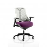 Flex Task Operator Chair Black Frame White Back Bespoke Colour Seat Tansy Purple KCUP0289