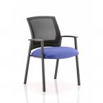 The Dynamic Visitors Metro Visitor Chair has a sleek mesh back and a customizable seat in a unique Stevia Blue color. Its modern design is perfect for any office or waiting room.
