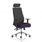 Onyx Ergo Posture Chair With Height Adjustable Arms With Headrest Bespoke Colour Seat Tansy Purple KCUP0424