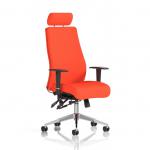 Onyx Ergo Posture Chair With Height Adjustable Arms With Headrest Bespoke Colour Back And Seat Tabasco Orange KCUP0436