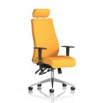 Onyx Ergo Posture Chair With Height Adjustable Arms With Headrest Bespoke Colour Back And Seat Senna Yellow KCUP0437