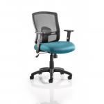 Portland Task Operator Chair Mesh Back With Height Adjustable Arms Bespoke Colour Seat Maringa Teal KCUP0479
