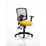 Portland III Mesh Back With Height Adjustable Arms Bespoke Colour Seat Senna Yellow KCUP0493