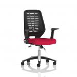Relay Task Operator Chair Black Back With Folding Arms Bespoke Colour Bergamot Cherry KCUP0505