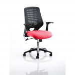 Relay Task Operator Chair Bespoke Colour Black Back Bergamot Cherry With Folding Arms KCUP0505