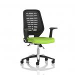 Relay Task Operator Chair Black Back With Folding Arms Bespoke Colour Myrrh Green KCUP0506
