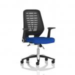 Relay Task Operator Chair Black Back With Folding Arms Bespoke Colour Stevia Blue KCUP0507