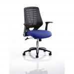 Relay Task Operator Chair Bespoke Colour Black Back Stevia Blue With Folding Arms KCUP0507