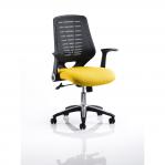 Relay Task Operator Chair Bespoke Colour Black Back Senna Yellow With Folding Arms KCUP0509
